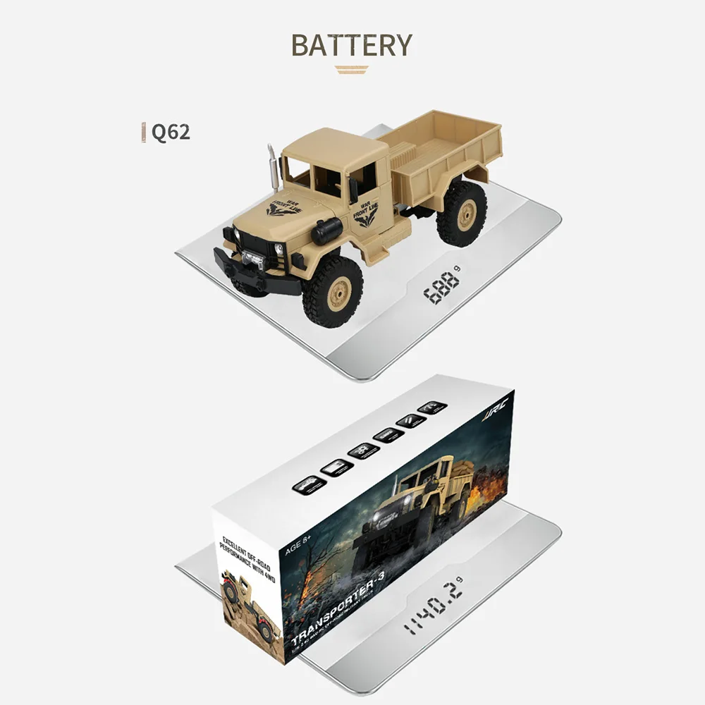 Радиоуправляемый автомобиль игрушки Q62 1:16 2 4G радиомашина 4WD внедорожный военный