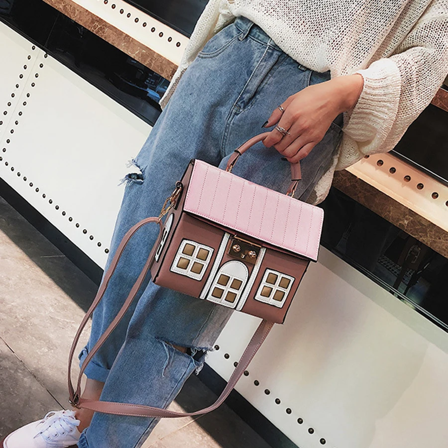 Харадзюку мультфильм 3D дом дизайнерские Сумки из искусственной кожи женская