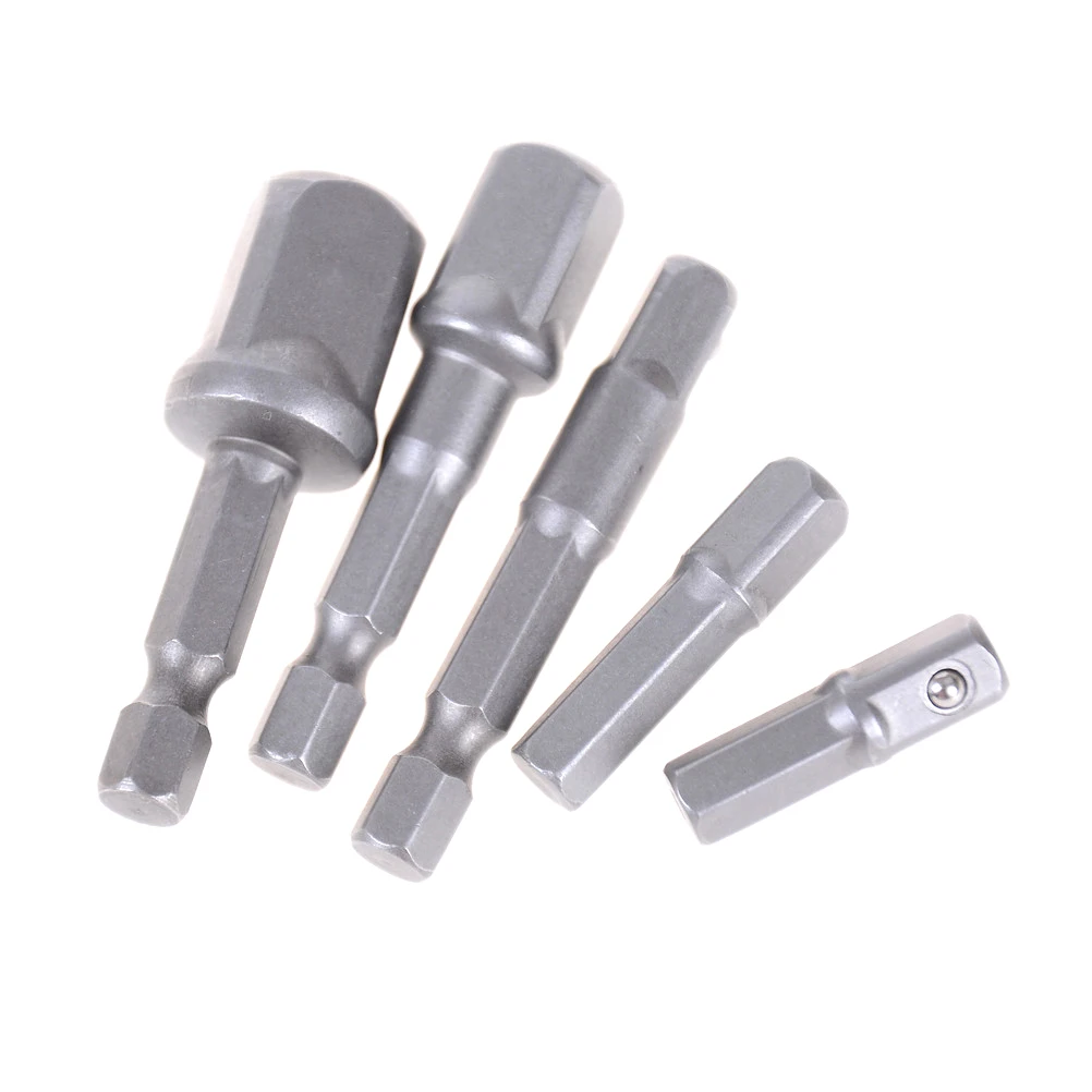 

5Pcs Hex Drill Nut Driver Power Shank 1/4" 3/8" 1/2" Connecting Rod Head Extension Drill Bits Bar Wrench Socket Adapte Bits Set