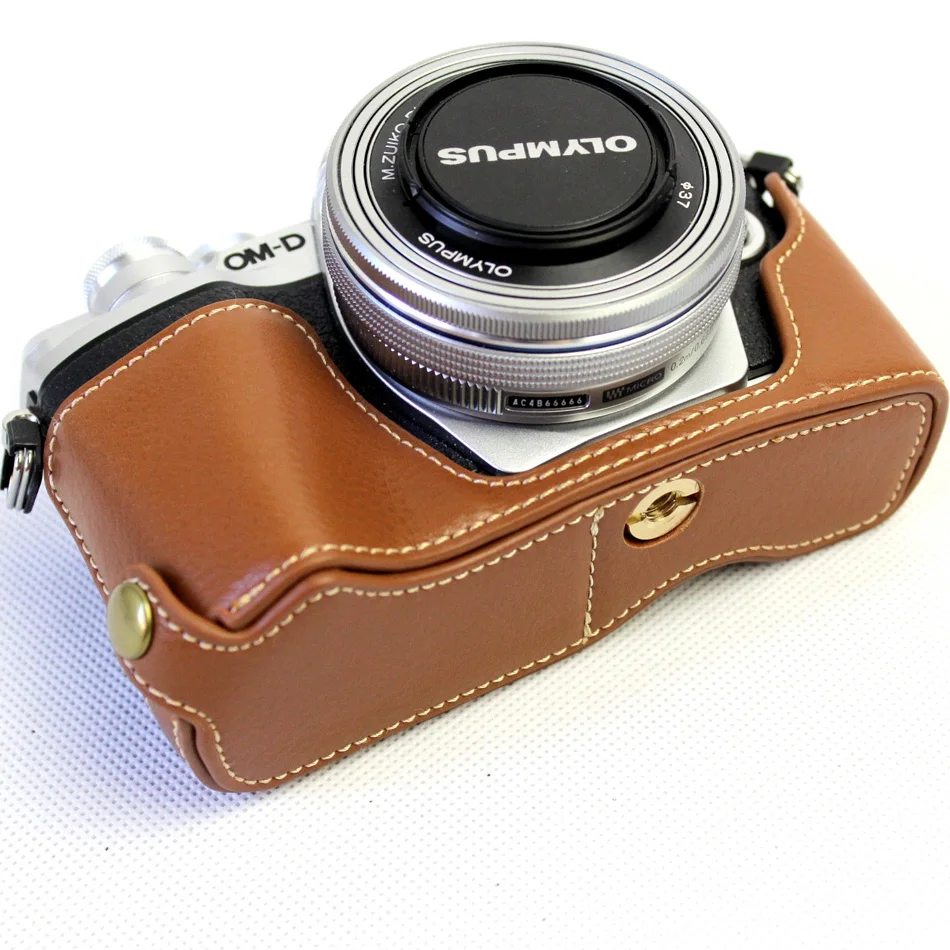 Черный/кофейный/Коричневый чехол из натуральной кожи для камеры Olympus EM10 II III E-M10 Mark II III с батарейкой чехол
