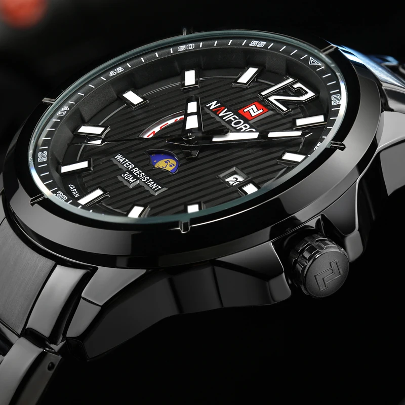 2018 Новый NAVIFORCE бренд Moon Phase часы Для мужчин Мода Полный Нержавеющая сталь