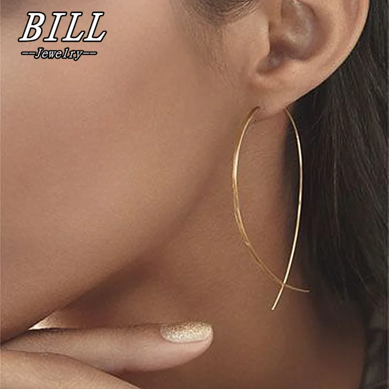 

2020 Fish Shaped Stud Earrings Simplicity Handmade Copper Wire Earring for Women Brincos de gota Feminino 2018 Geometric NEW