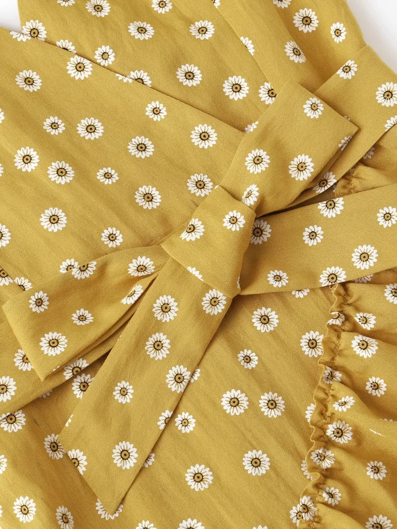 Лето 2019 платье Для женщин ремень спинки мини с принтом пикантные принт оборками