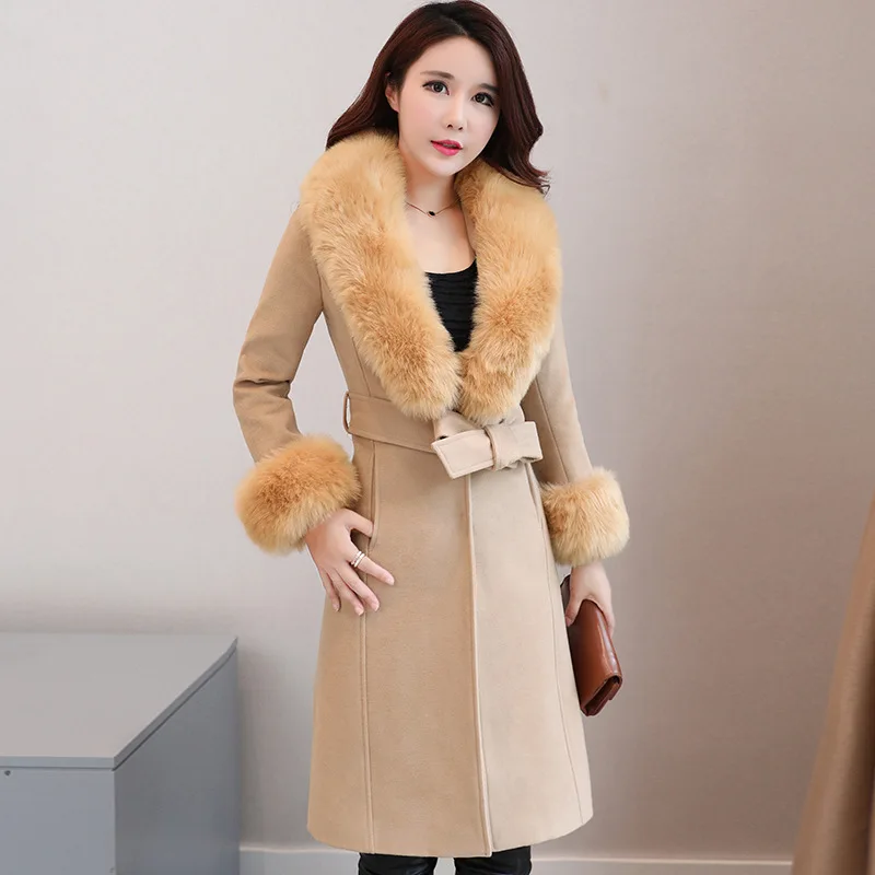 Fashion Warm Women Long Wool Blend Coat Solid Cashmere Jacket Slim Single Breasted Ladies Coats | Женская одежда