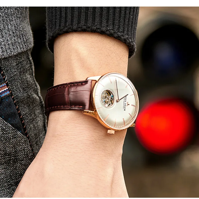 Риф Тигр брендовые модные механические водонепроницаемые Tourbillon часы мужские