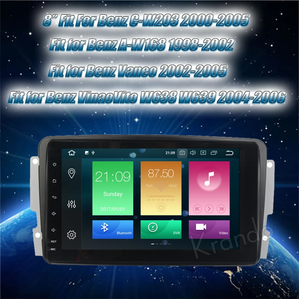 Автомобильный радиоприемник Krando Android 8 0 дюймов 32 Гб ROM для BENZ C-W203 2000-2005 gps навигатор