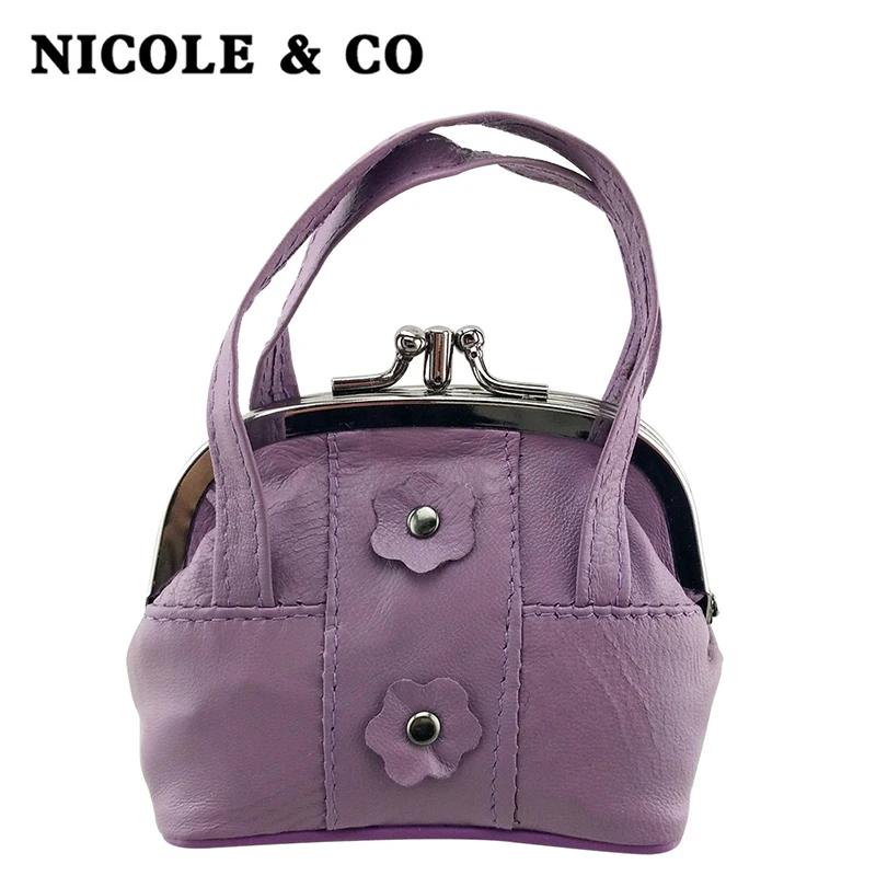 NICOLE& CO Кошелек для монет из натуральной кожи женские кошельки цветочный дизайн для девочек маленький кошелек с металлическим каркасом наличные Карты Чехол-кошелек для мелочи