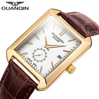 guanqin 2019 designer rectangle watches men top brand luxury male clock waterproof fashion leather strap quartz wrist watch men
