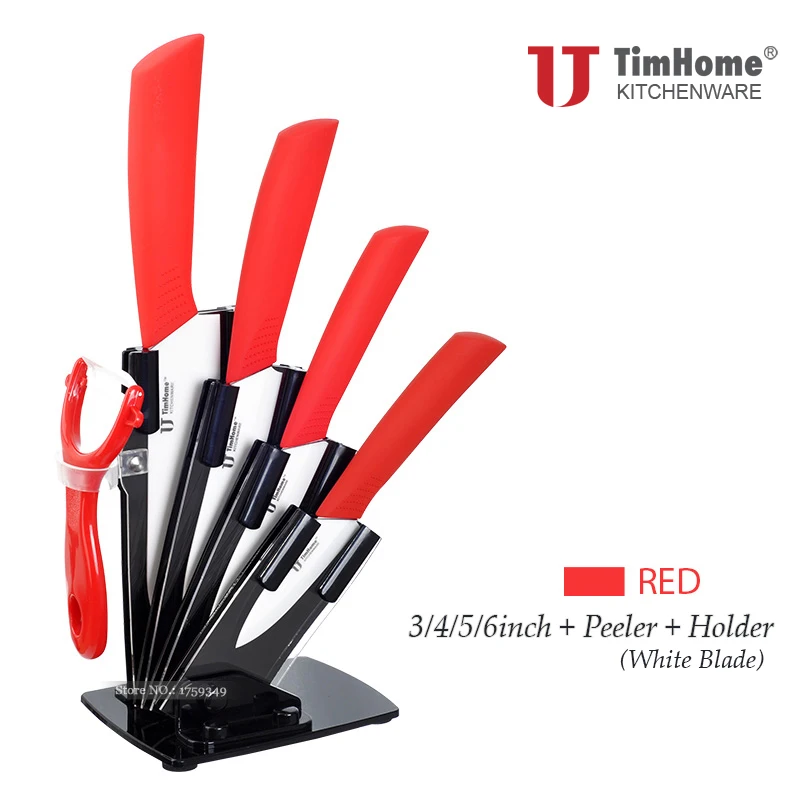 

High Quality Timhome Ceramic Knife Set Kitchen Chefs Knives 6" 5" 4" 3" With Zirconia Ceramic Peeler