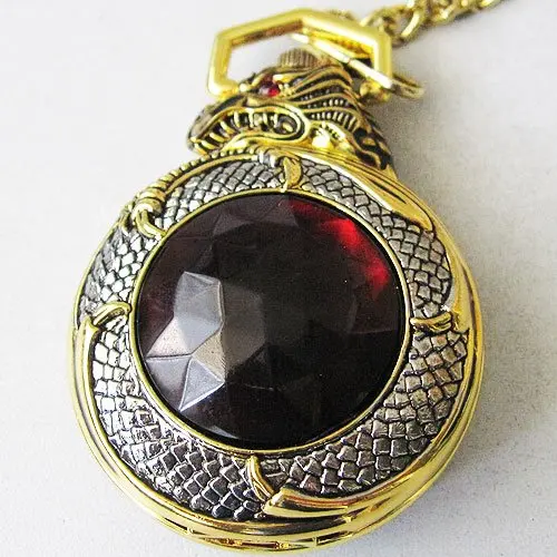 Новый золотой тон Pattern Китайский дракон кварцевые карманные часы Freeship круто|watch