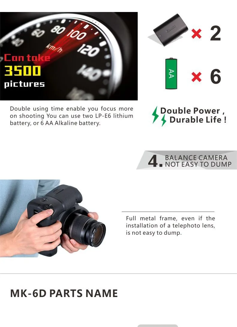 Meike MK-6D вертикальный Батарейный держатель MK 6D для Canon 6D