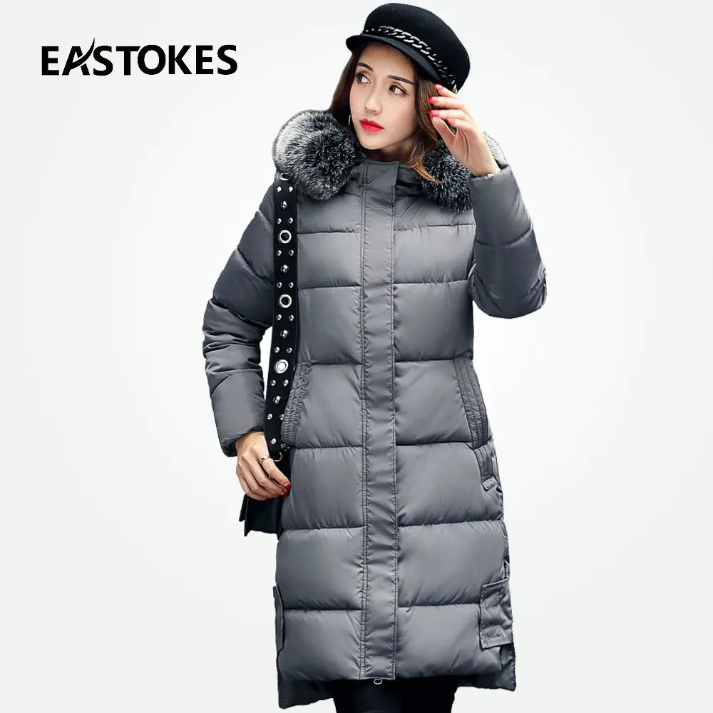 Для женщин зимние пальто с модный принт Женская куртка капюшоном большой меховой