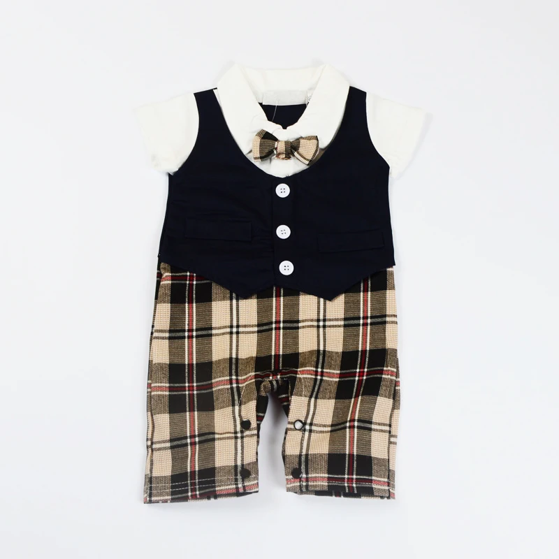 Songge Boy Clothing New Arrival Casual Romper Children Clothes Western Style Plaid Body Suit Baby Coverall |