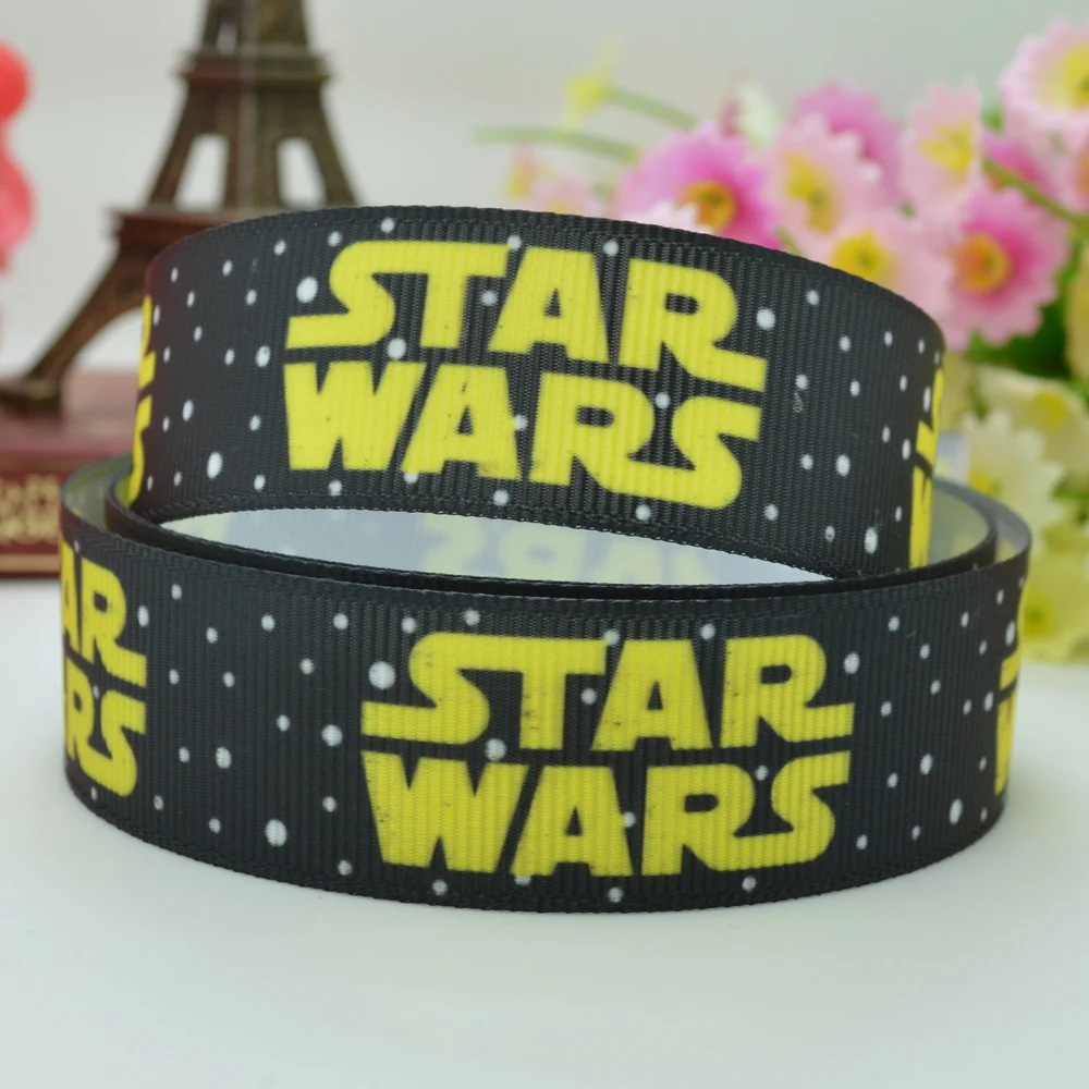 DUWES 7/8 &quot22 мм 2 5 10 20 50 ярдов Звездные войны мультфильм печатных grosgrain ленты hai rbow DIY