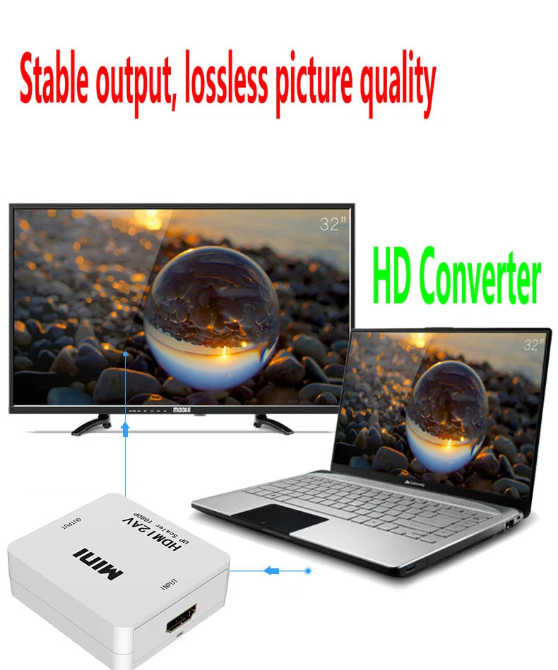Мини бокс HD конвертер видео AV к HDMI av vga VGA адаптер 1080P|Кабели HDMI| |