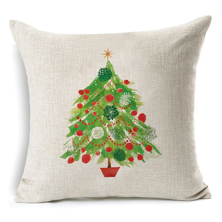 

1Pcs 43*43cm Christmas Tree Snowman Pattern Cotton Linen Throw Pillow Cushion Cover Car Home Sofa Decorative Pillowcase 40477