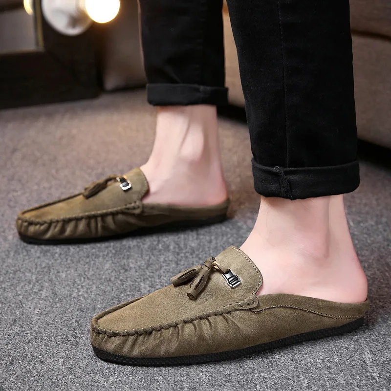 2019 Новая летняя обувь для мужчин мягкое покрытие флок однотонный цвет без