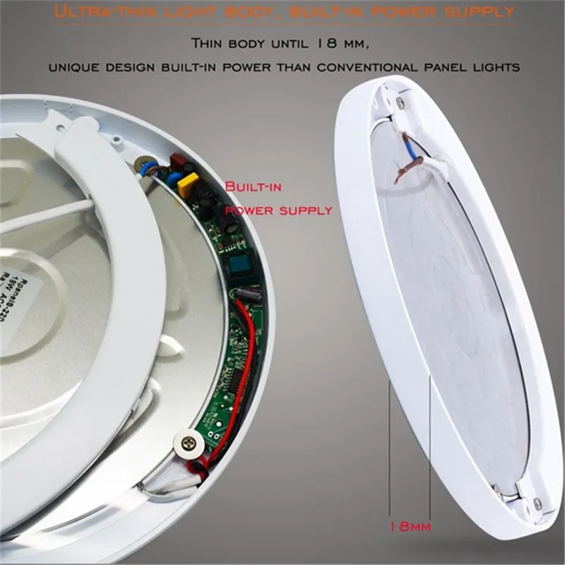 

1 Pcs Mrosaa Ceiling Lamp AC 220-240V 18W Ultrathin Round LED PIR Ceiling Panel Light Dia. 22cm Infrared Induction Downlight