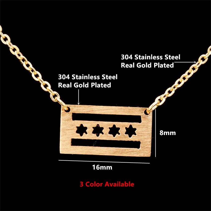 Минимализм изделия из розового золота Чикаго флаг Ожерелья и подвески