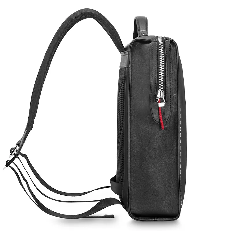 Fashion Solid Black Mochila Men Genuine Leather Backpacks For Business Man Bags Men's Casual Backpack & Travel Top Quality | Багаж и