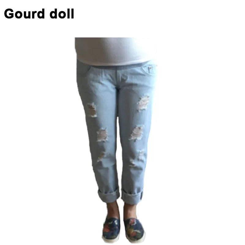 Gourd doll cotton Maternity pregnancy jeans pants for pregnant women Elastic waist jean clothes | Мать и ребенок