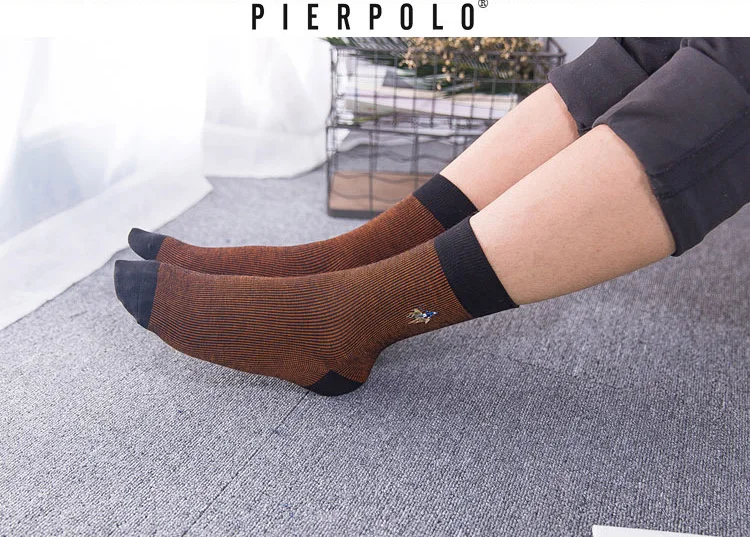 PIER POLO, Брендовые мужские носки, носки с вышивкой, хлопковые, Meias, высокое качество, Мужские модельные носки, дезодорирующие, модные, счастливые носки