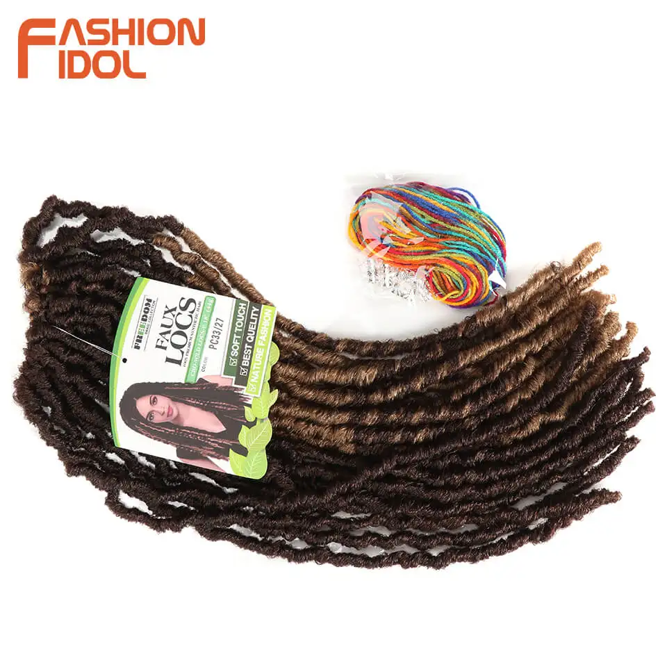 Мода IDOL афро искусственный Locs Crotchet волосы для наращивания Омбре красный синий коричневый 18 дюймов регги крючком косички синтетические волосы для женщин