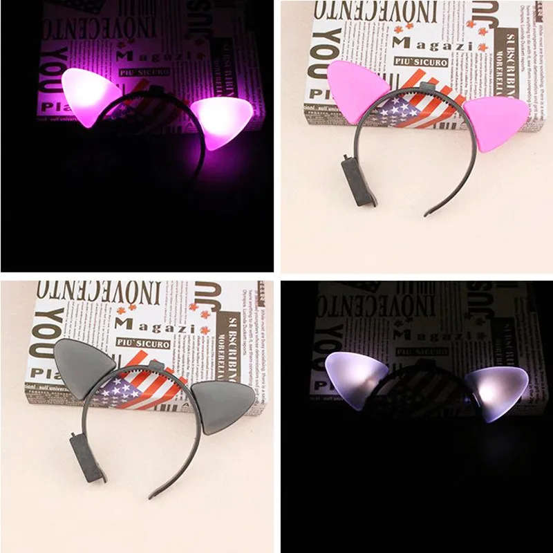 10 шт./лот Женская шикарная повязка на голову со светящимися кошачьими ушками день