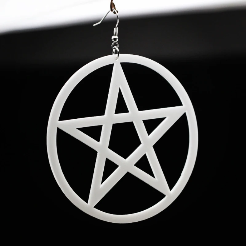 Серьги подвески в виде большой звезды и пентаграммы женские большие акриловые