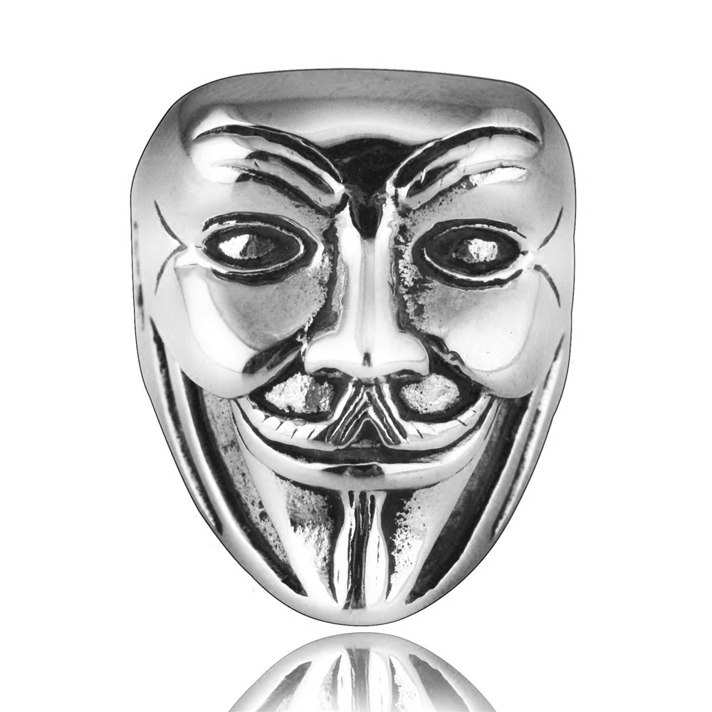 Злой Вендетта металлическая маска череп кольцо для мужчин V вендетты винтажные