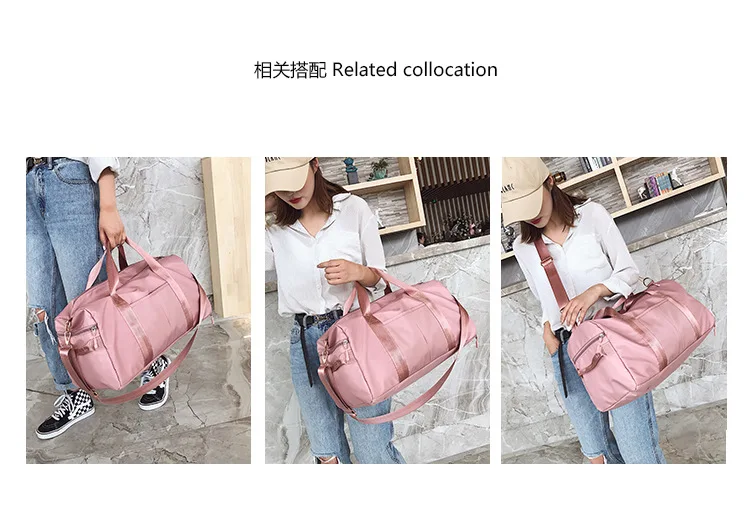Women Storage Training Adjustable Strap Dry Wet Separated Waterproof Outdoor Fitness Travel Handbag Nylon Sports Yoga Gym Bag
