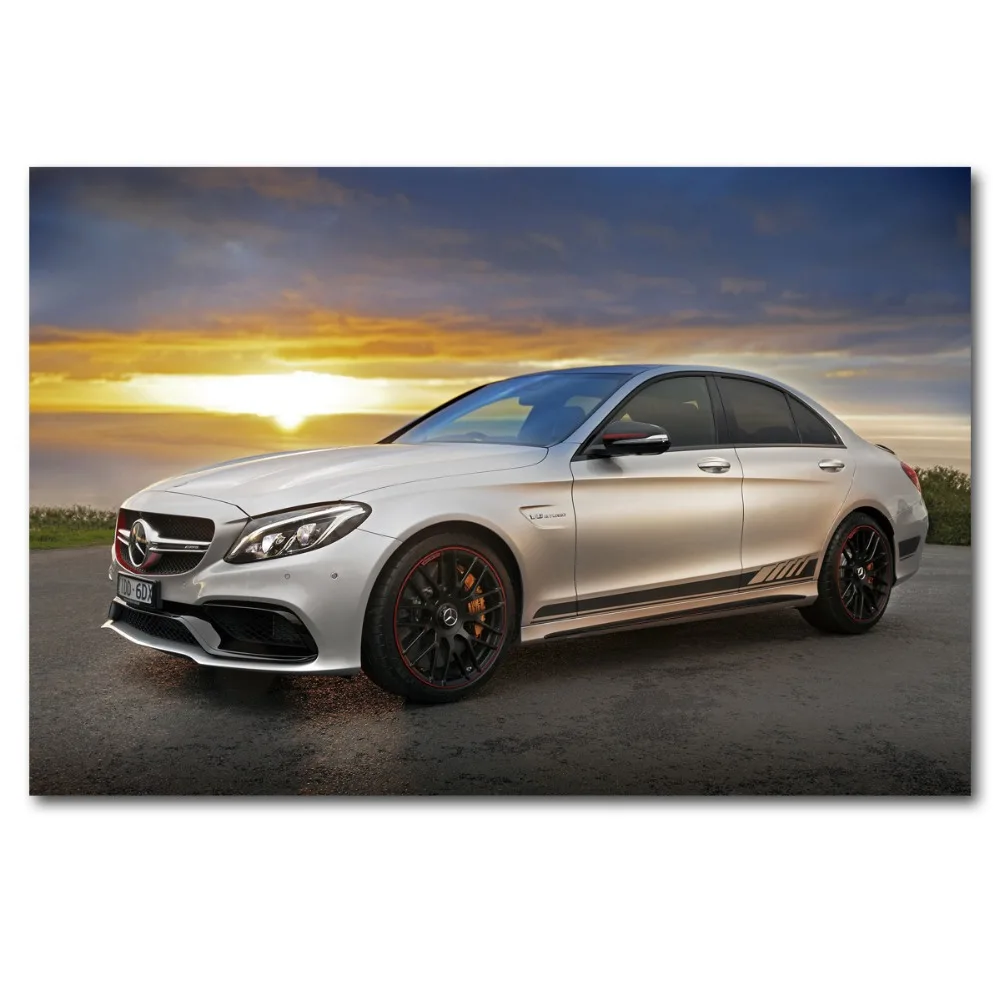 

Суперспортивные автомобильные постеры Mercedess A M G C63S, Настенная картина, Шелковый Холст, печатные художественные картины для домашнего декор...