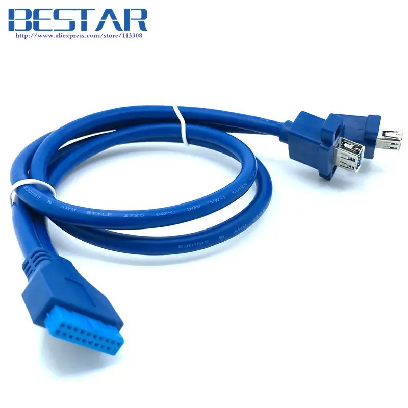 (100 шт./лот) двойной порт USB 3 0 Женский Винт крепление панель тип к материнской