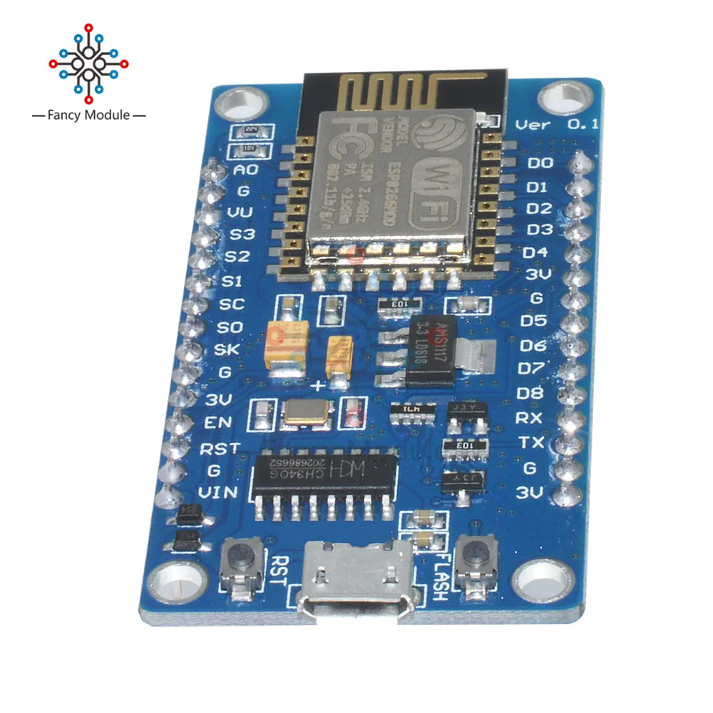 Плата разработки беспроводного модуля wi-fi CH340G NodeMcu ESP8266 USB порты ввода-вывода