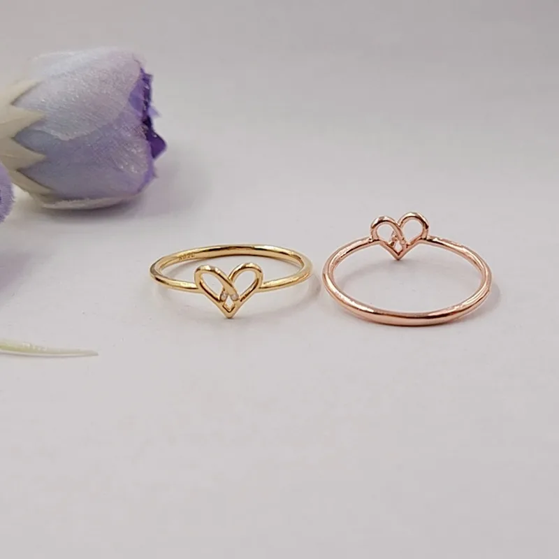 2019 корейские милые открытые витые кольца в форме сердца с узлом для девушек минималистичные тонкие кольца из розового золота для женщин
