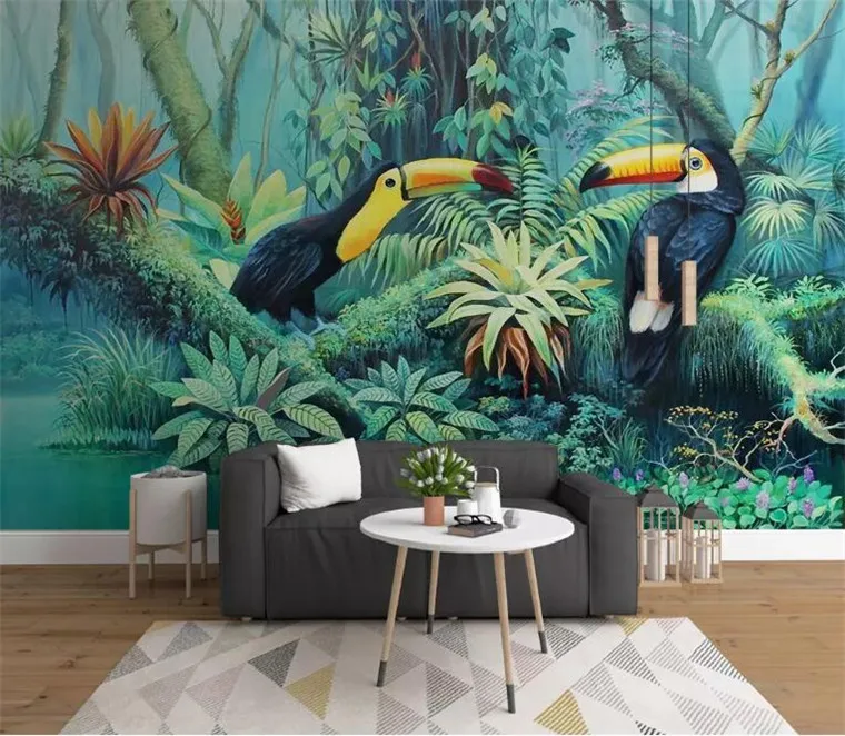 

Toucan Tropical Leaves Wall Mural Wallpaper for Bedroom Wall Art Decor Murals Wall Paper Rolls 3d Wallpaper Waterproof Canvas