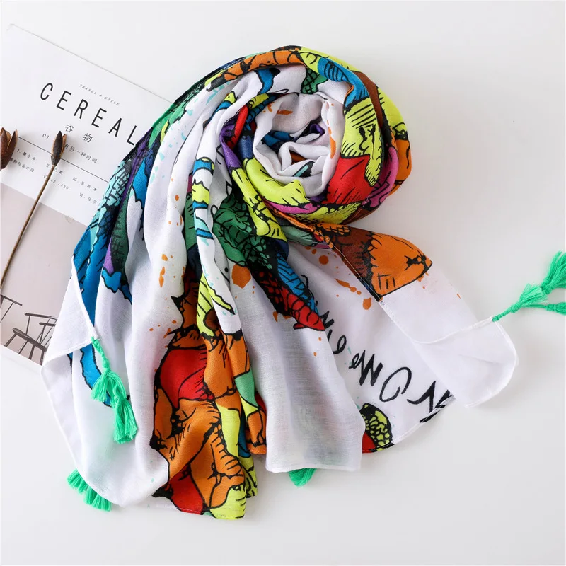 Шарф пашминовый палантин шаль из вискозы х 180 см с бахромой и ананасами |