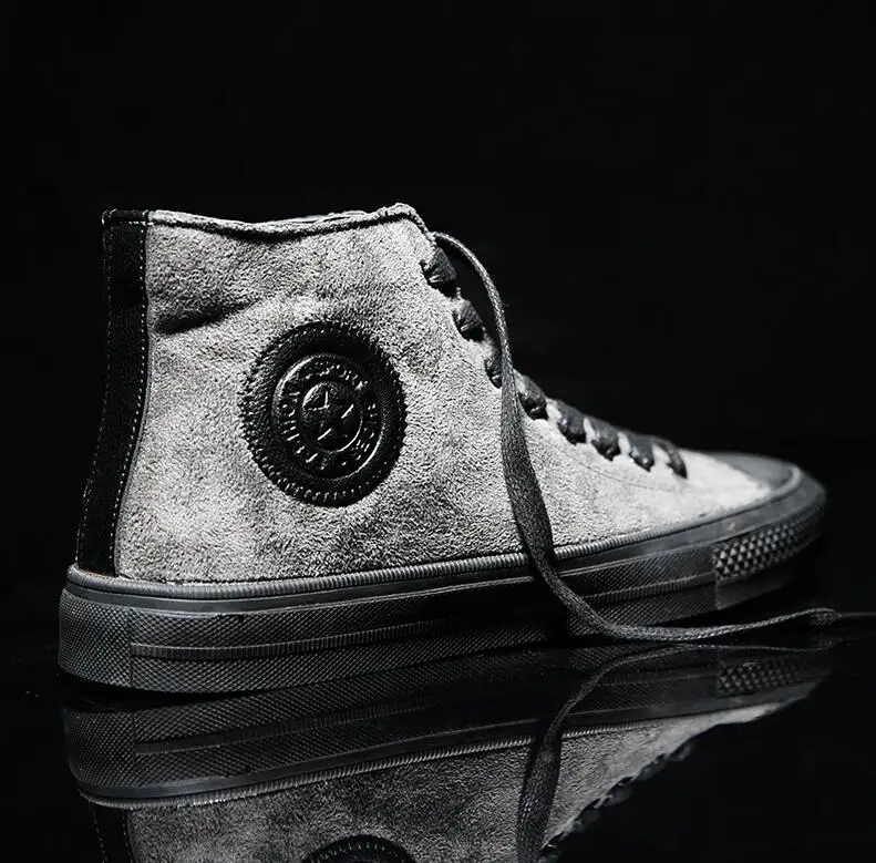 grey suede Ботинки «Челси»; мужские Ботильоны; Мужская защитная обувь; botas hombre; мужские ботинки из искусственной замши; Мужская обувь; модная прогулочная обувь - Цвет: grey suede