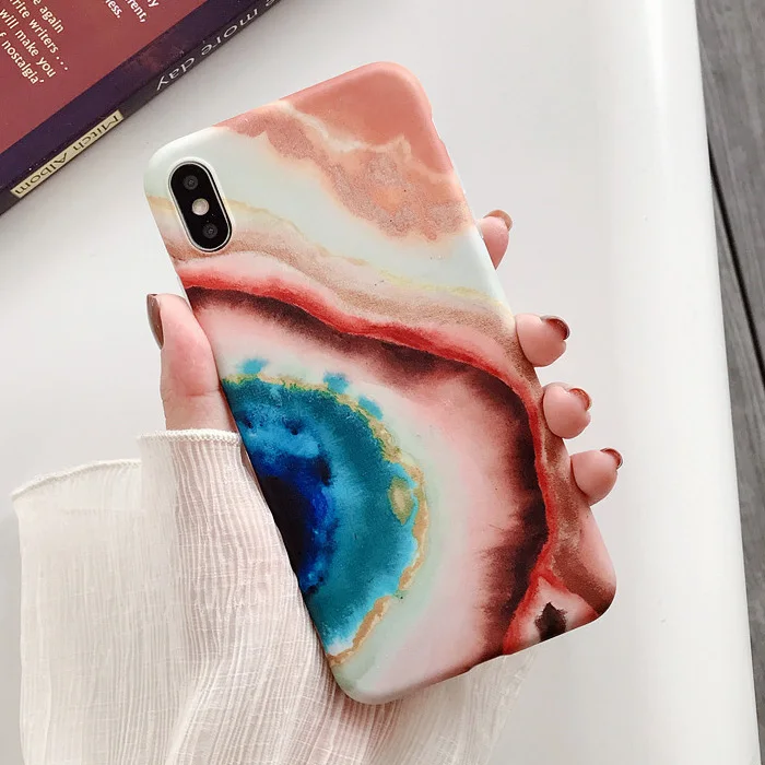 Style 3 LACK ретро текстура мрамор мягкий IMD чехол для телефона для iPhone 11 11Pro Max X XS Max XR 6 6S 7 8 Plus карамельный цвет матовая задняя крышка - Цвет: Style 3