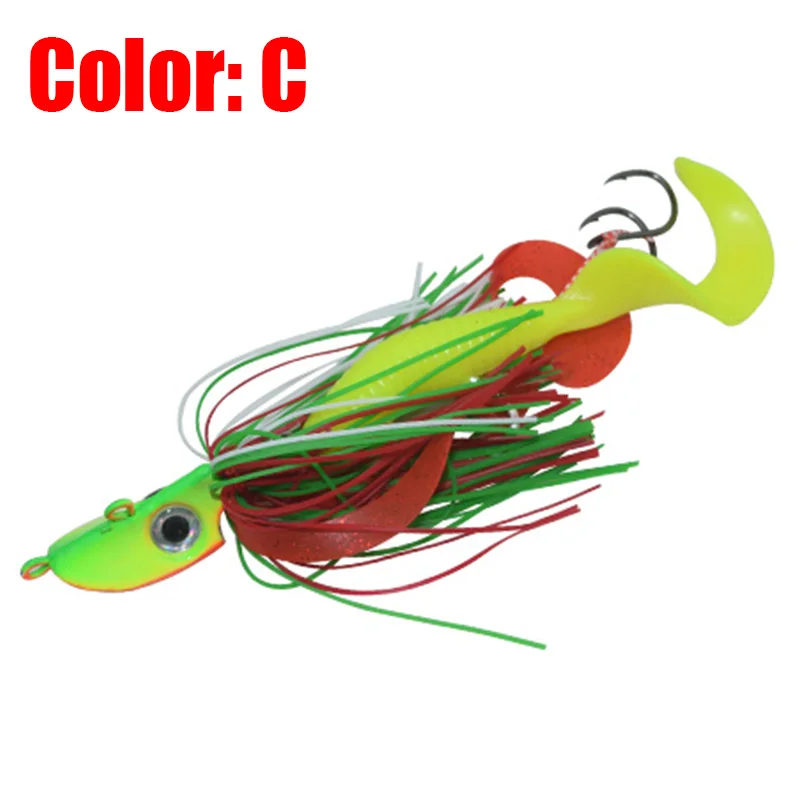 

1Pcs Spinner bait Black Large Mouth Bass Fish Metal Bait Sequin Beard Pike Fishing Tackle Rubber Jig Soft Fishing Lure PR-157