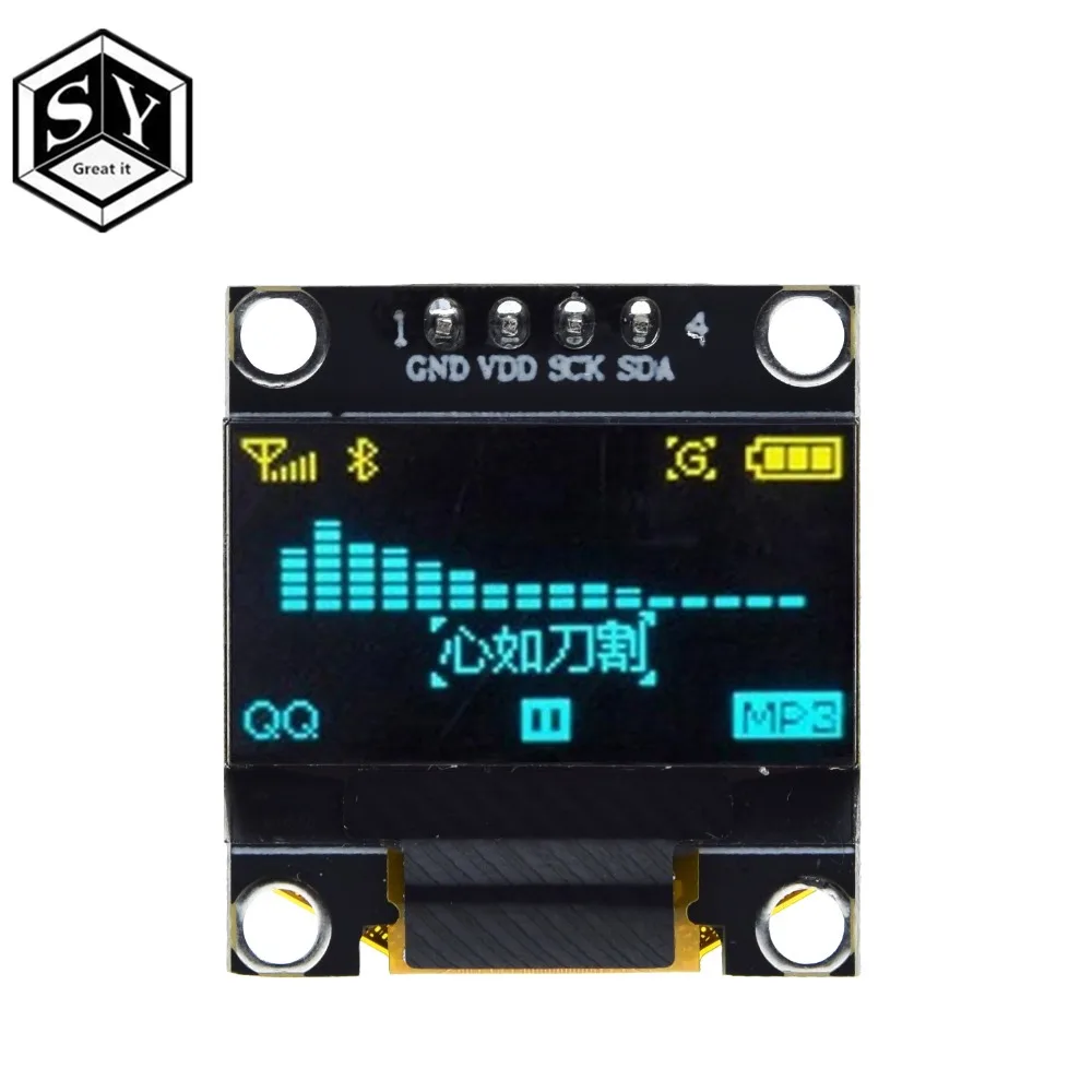 0,96 дюймов IIC Серийный белый OLED дисплей модуль 128X64 IEC SSD1306 12864 плата с ЖК-экраном GND VCC SCL SDA 0,9" для Arduino черный