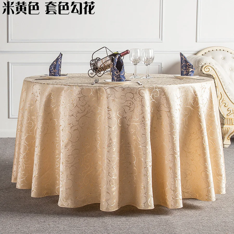 

High Quality Luxurious Round Table Cover Rectangle Table Cloth Hotel Wedding Tablecloth Machine Washable Fabric Cloth Table