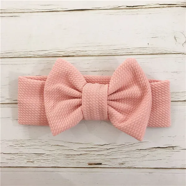 Темно-розовый Новое поступление тюрбан популярный 5 ''большой бант для волос повязка для волос для девочек текстурированная ткань эластичная Детская DIY аксессуары для волос - Цвет: Темно-розовый