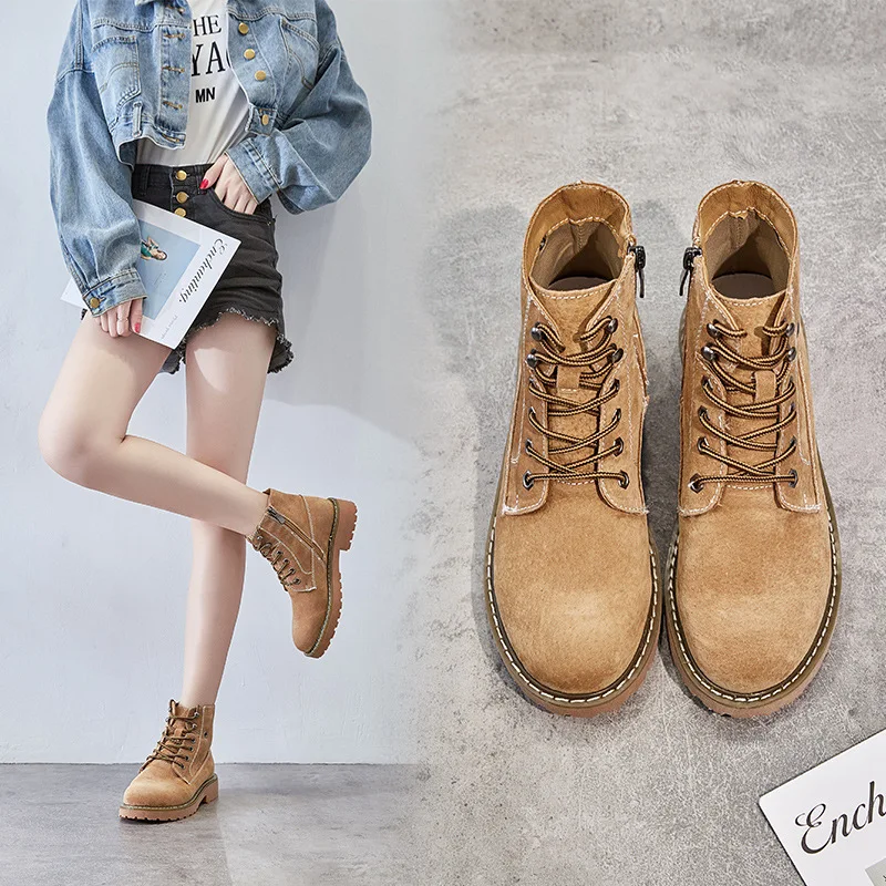 Botas mujer 2019 повседневная обувь женские ботинки Martin модные брендовые Ретро из