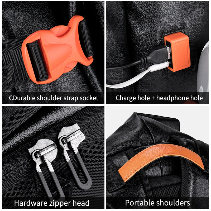 

LIELANG Backpack Men's Fashion Leather Trend Youth Leisure Travel Backpack Men's Simple College Student Computer Bag Backpack