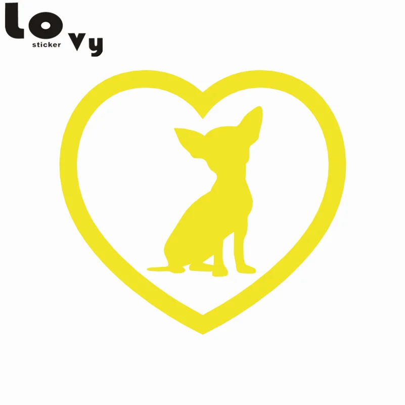 Милый Чихуахуа Сердце Собака стикер на стену животное из мультфильма виниловое