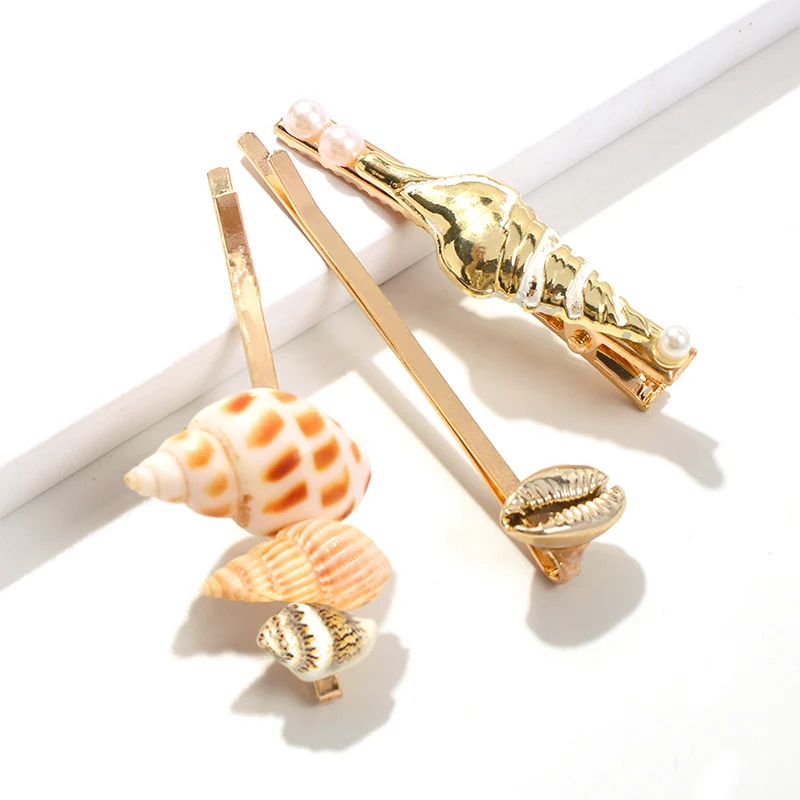 

3pcs/set Starfish Bohemian Barrettes Women Conch Hairpins Shell New Trendy Beach Unique Pearl Jewelry Hair Clips Girl Fashion