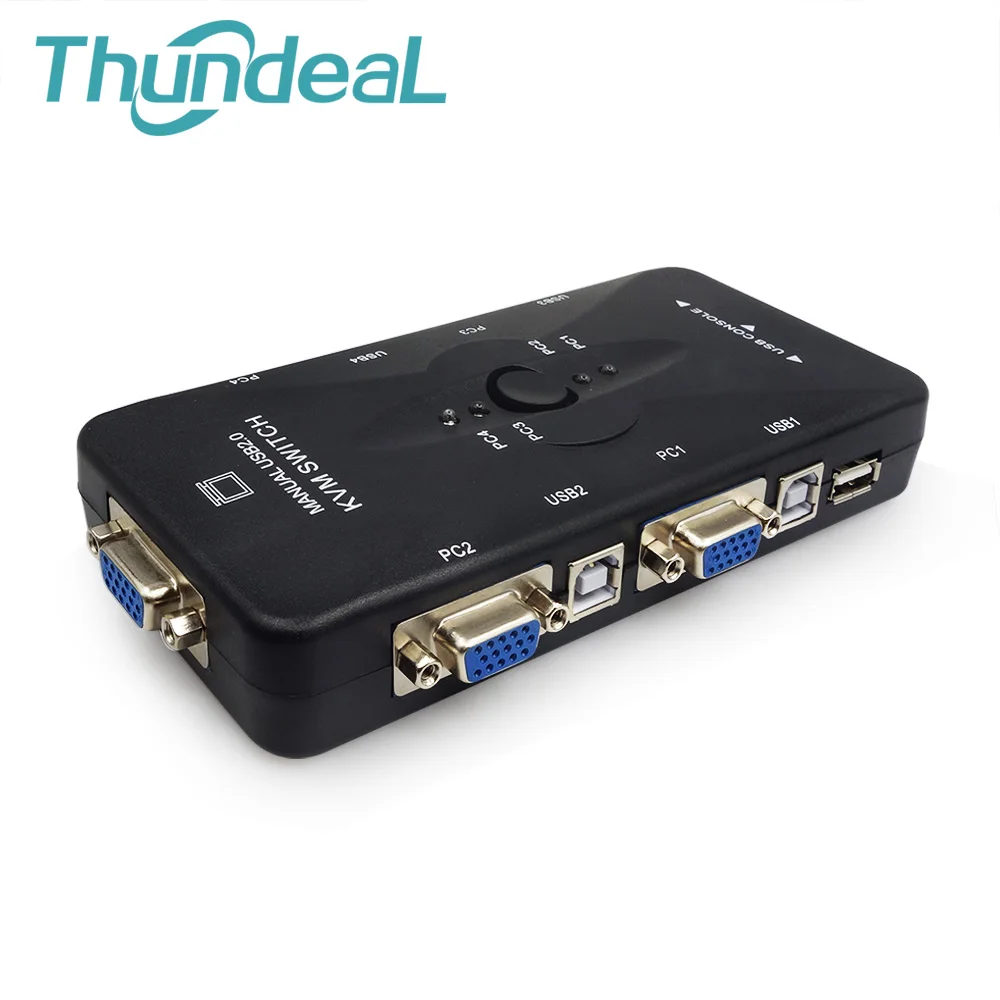 Универсальный 4 Порты и разъёмы VGA USB KVM Switcher руководство коммутатор Box 2.0 Мышь