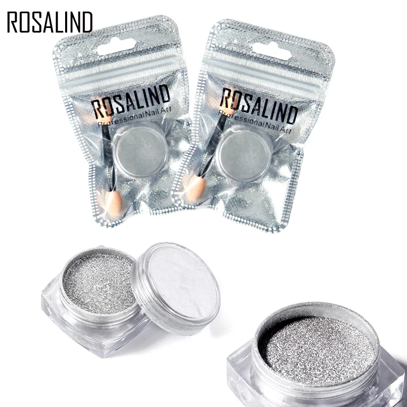ROSALIND 1 шт. Блестящий Порошок для ногтей алюминиевые хлопья волшебный зеркальный эффект блестки Гель-лак для ногтей хромированные пигментные украшения