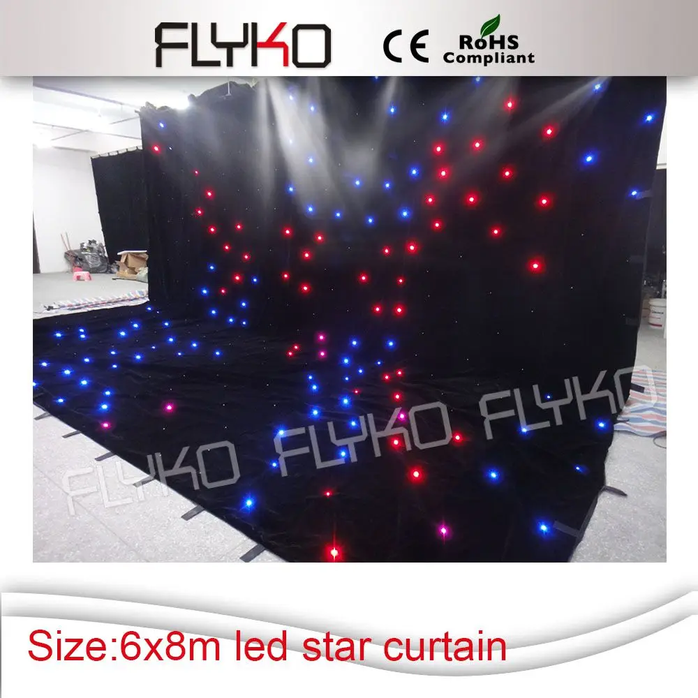 Индивидуальная 6 м * 8 светодиодная Звездная занавеска/ткань/светодиодная DMX